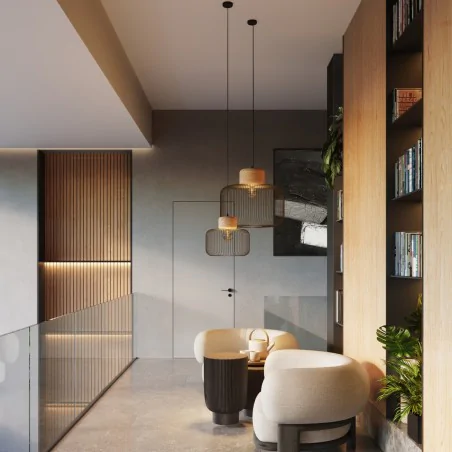 Lampy-sufitowe - lampa wisząca sufitowa ażurowa z drewnem modna gabbia 55 sl.1848 sollux 