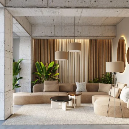 Lampy-sufitowe - lampa sufitowa wisząca do salonu nevia z kloszem taupe sl.1849 sollux 