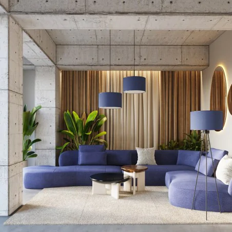 Lampy-stojace - lampa podłogowa na trójnogu  nevia granatowy abażur sl.1855 sollux 