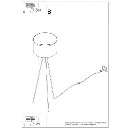 Lampy-stojace - lampa stojąca podłogowa do salonu nevia burgundowa sl.1856 sollux 