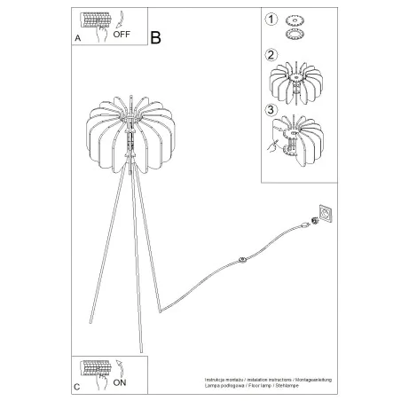 Lampy-stojace - lampa podłogowa na trójnogu z filcowym kloszem mula 45 granatowa sl.1865 sollux 