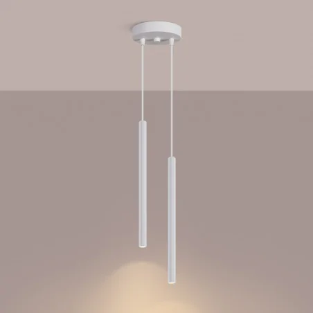 Lampy-sufitowe - lampa wisząca 2 długie karbowane rury arche 2p biała sl.1866 sollux 