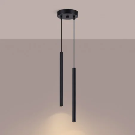 Lampy-sufitowe - lampa wisząca do kuchni zwis podwójny 2 rury arche 2p czarna sl.1867 sollux 