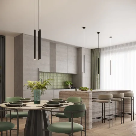 Lampy-sufitowe - lampa wisząca do kuchni zwis podwójny 2 rury arche 2p czarna sl.1867 sollux 