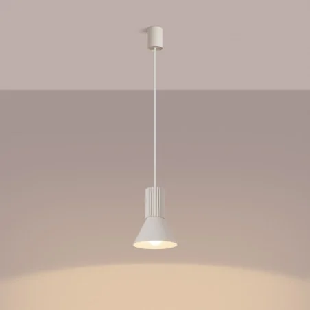 Lampy-sufitowe - lampa wisząca oprawa klasyczna karbowana e14 estria 1 beżowa sl.1870 sollux 