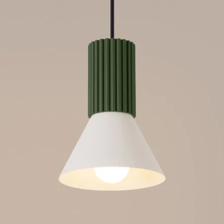 Lampy-sufitowe - lampa wisząca oświetlenie do kuchni oprawa e14 estria 1 beżowa/zielona oliwka sl.1872 