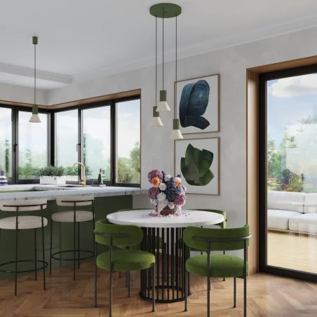 Lampy-sufitowe - lampa sufitowa zwis potrójny oprawa wisząca estria 3p beżowa-zielona oliwka sl.1873 sollux 