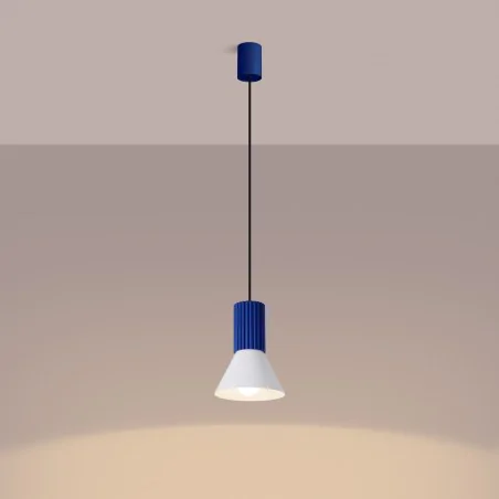 Lampy-sufitowe - lampa wisząca zwis pojedynczy oprawa do salonu estria 1 biała/ultramaryna sl.1874 sollux 