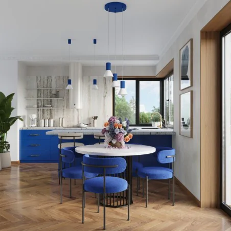 Lampy-sufitowe - lampa wisząca zwis pojedynczy oprawa do salonu estria 1 biała/ultramaryna sl.1874 sollux 