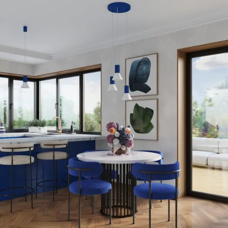 Lampy-sufitowe - lampa wisząca zwis pojedynczy oprawa do salonu estria 1 biała/ultramaryna sl.1874 sollux 