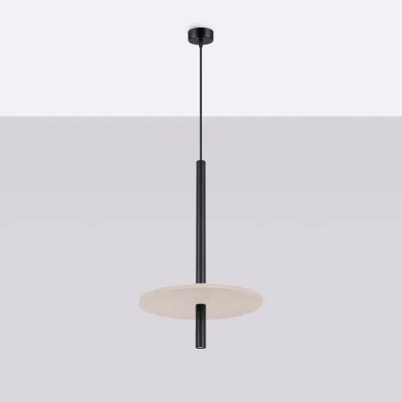 Lampy-sufitowe - lampa wisząca tuba z filcowym kołem feltro 1 czarno-beżowa sl.1879 sollux 