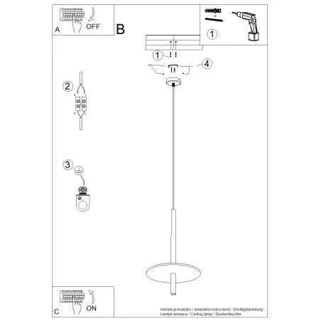 Lampy-sufitowe - lampa wisząca cienka tuba z kołem filcowym feltro 1 granatowa sl.1881 sollux 