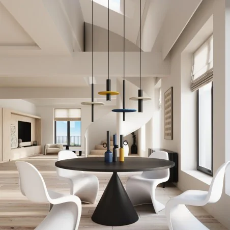 Lampy-sufitowe - lampa wisząca cienka tuba z kołem filcowym feltro 1 granatowa sl.1881 sollux 