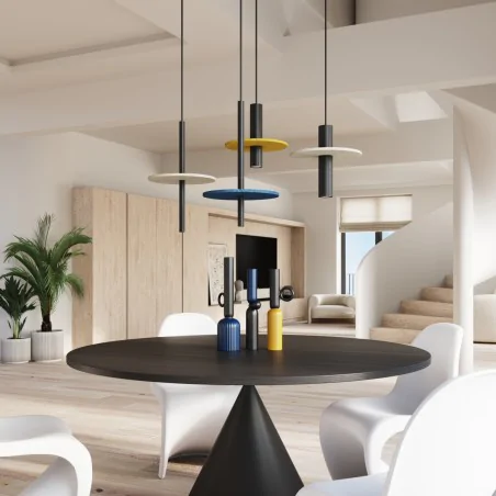 Lampy-sufitowe - lampa wisząca cienka tuba z kołem filcowym feltro 1 granatowa sl.1881 sollux 