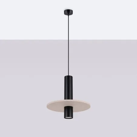 Lampy-sufitowe - lampa wisząca tuba sufitowa z filcowym kołem pelta 1 czarna/beżowa sl.1882 sollux 