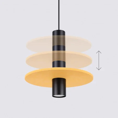 Lampy-sufitowe - lampa wisząca tuba czarna z żółtym kołem pelta 1 sl.1883 sollux 