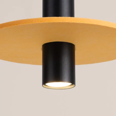 Lampy-sufitowe - lampa wisząca tuba czarna z żółtym kołem pelta 1 sl.1883 sollux 