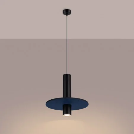 Lampy-sufitowe - lampa wisząca sufitowa pelta 1 z filcowym kołem granatowa sl.1884 sollux 
