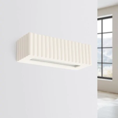 Kinkiety-do-salonu - sl.1886 kinkiet ceramiczny  lampa na ścianę prostokąt e27 rigata beżowy sollux 