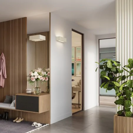 Kinkiety-do-salonu - sl.1886 kinkiet ceramiczny  lampa na ścianę prostokąt e27 rigata beżowy sollux 