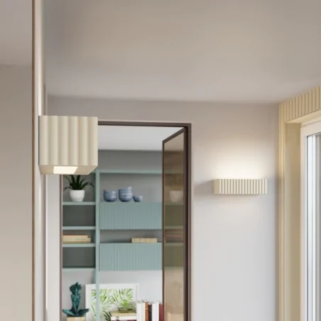 Kinkiety-do-salonu - sl.1886 kinkiet ceramiczny  lampa na ścianę prostokąt e27 rigata beżowy sollux 