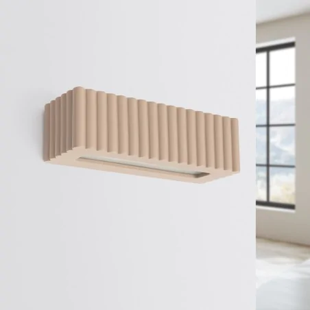 Kinkiety-do-salonu - kinkiet ceramiczny lampa ścienna ryflowana e27 rigata taupe sl.1887 sollux 