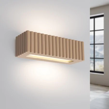 Kinkiety-do-salonu - kinkiet ceramiczny lampa ścienna ryflowana e27 rigata taupe sl.1887 sollux 