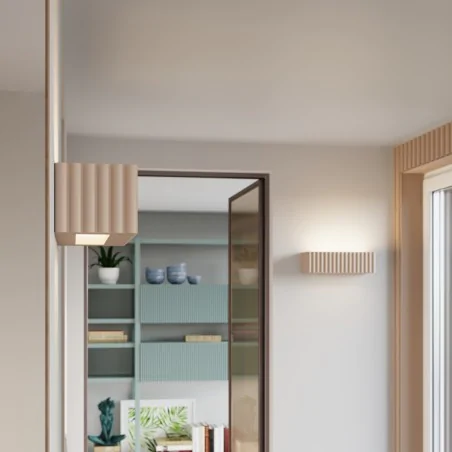 Kinkiety-do-salonu - kinkiet ceramiczny lampa ścienna ryflowana e27 rigata taupe sl.1887 sollux 