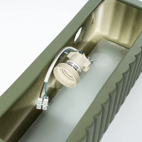 Kinkiety-do-salonu - kinkiet ceramiczny karbowany prostokąt e27 rigata zielony oliwkowy sl.1888 sollux 