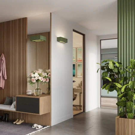 Kinkiety-do-salonu - kinkiet ceramiczny karbowany prostokąt e27 rigata zielony oliwkowy sl.1888 sollux 