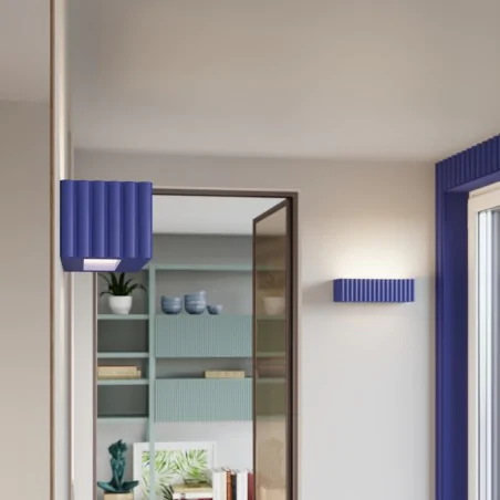 Kinkiety-do-salonu - kinkiet ceramiczny lampa ścienna e27 niebieska rigata ultramaryna sl.1889 sollux 