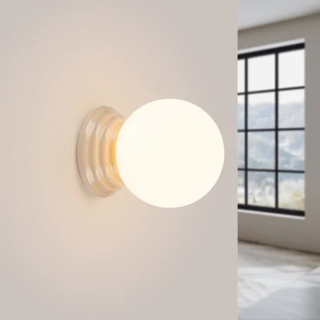 Kinkiety-lazienkowe - kinkiet ścienny kula z beżową obudową do łazienki zori sl.1891 sollux 