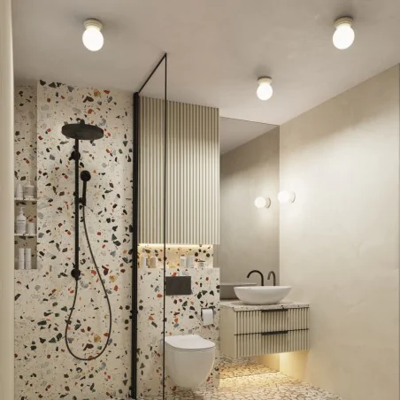 Kinkiety-lazienkowe - kinkiet ścienny kula z beżową obudową do łazienki zori sl.1891 sollux 