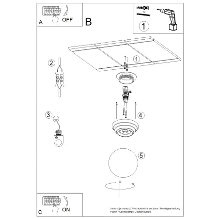 Plafony - lampa sufitowa plafon beżowy do łazienki ip44 kula zori sl.1897 sollux 