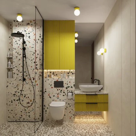 Plafony - plafon sufitowy łazienkowy żółty ip44 kula zori sl.1898 sollux 