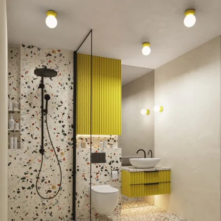 Plafony - plafon sufitowy łazienkowy żółty ip44 kula zori sl.1898 sollux 