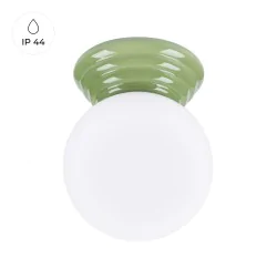 Plafony - lampa sufitowa do łazienki plafon zielony z białym kulistym kloszem zori sl.1900 sollux