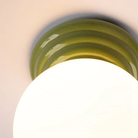 Plafony - lampa sufitowa do łazienki plafon zielony z białym kulistym kloszem zori sl.1900 sollux 