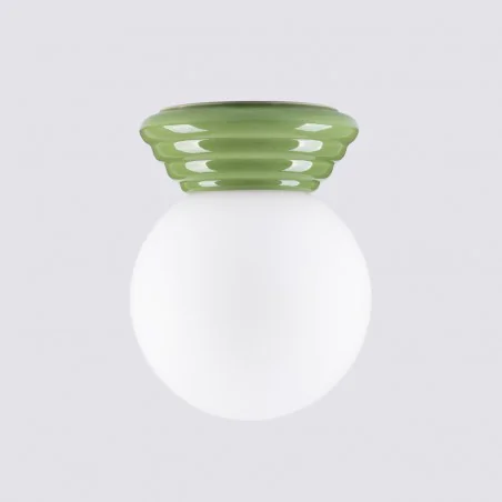 Plafony - lampa sufitowa do łazienki plafon zielony z białym kulistym kloszem zori sl.1900 sollux 