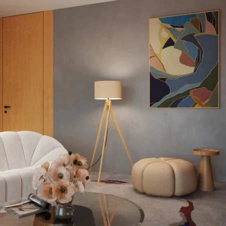 Lampy-stojace - lampa podłogowa stojąca na trójnogu natt z abażurem taupe sl.1905 sollux 