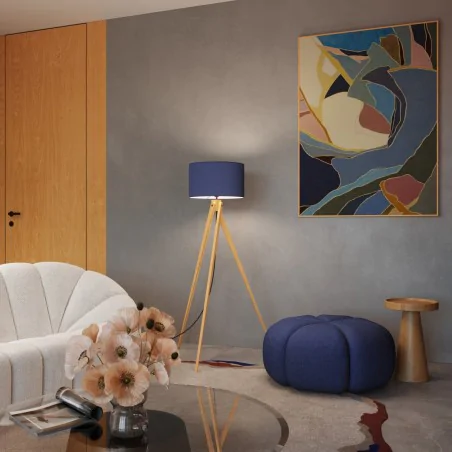 Lampy-stojace - lampa podłogowa na trójnogu duża natt granatowa sl.1906 sollux 