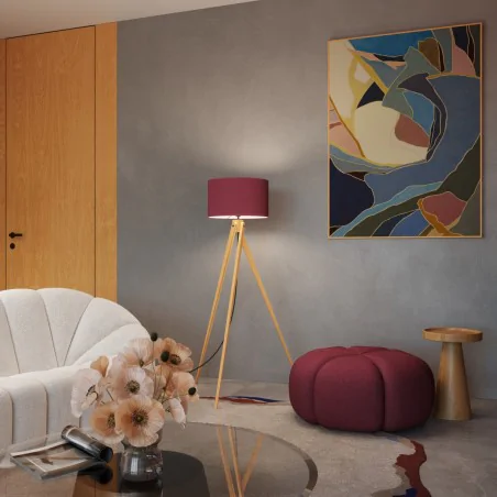 Lampy-stojace - lampa stojąca trójnóg podłogowa natt burgundowy klosz sl.1907 sollux 