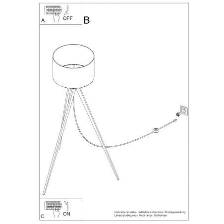 Lampy-stojace - lampa podłogowa skandynawska na trójnogu natt biała sl.1908 sollux 