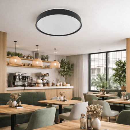 Plafony - okrągła plafoniera led czarna o mocy 24w neutralna sara 04897 ideus 