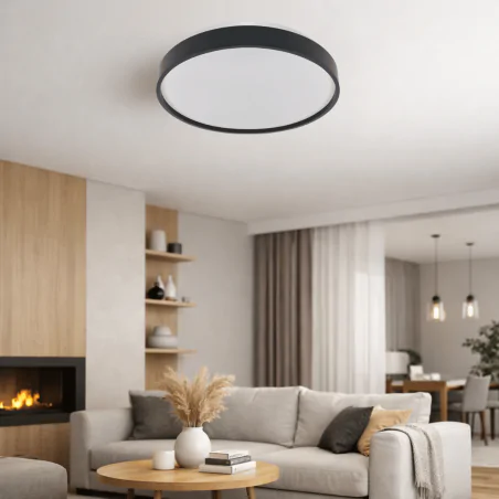 Plafony - okrągła plafoniera led czarna o mocy 24w neutralna sara 04897 ideus 