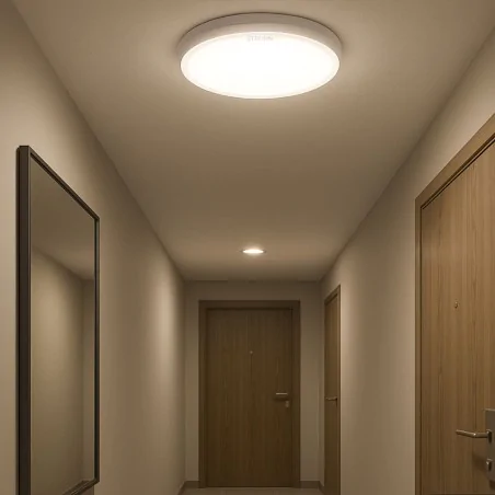 Plafony - plafoniera sufitowa 24w oprawa led ip44 biała 4000k denzel ideus 