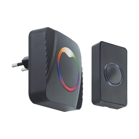 Dzwonki-do-drzwi-bezprzewodowe - czarny dzwonek bezprzewodowy do drzwi z melodią dla elizy sieciowy 04887 ideus 