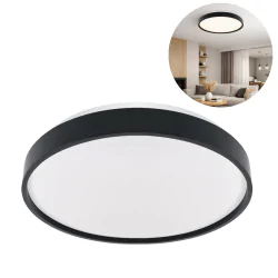 Plafony - okrągła plafoniera led czarna o mocy 24w neutralna sara 04897 ideus
