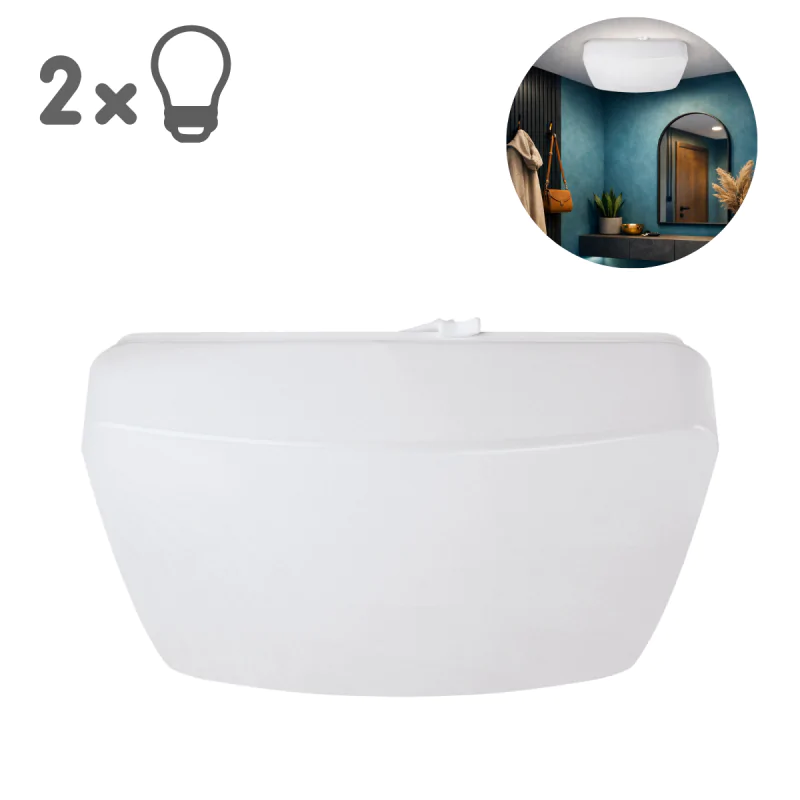 Plafony - kwadratowa lampa sufitowa plafon na dwie klasyczne żarówki e27 stig 04898 ideus firmy IDEUS - STRUHM 