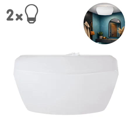 Plafony - kwadratowa lampa sufitowa plafon na dwie klasyczne żarówki e27 stig 04898 ideus 